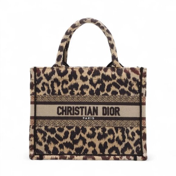 Christian Dior Leopard Small Canvas Book Tote Bag - Picture 1 of 11